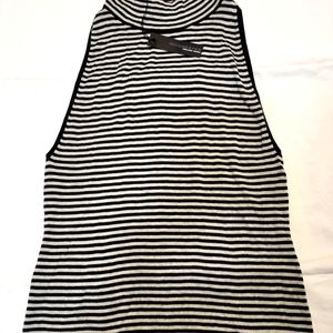 360 Sweater Black and Grey Italian Yarn Turtleneck Tank Top